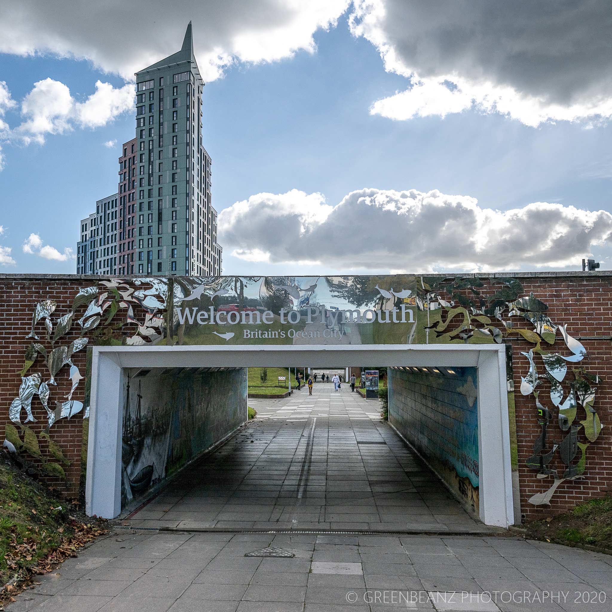 'Welcome to Plymouth' subway entrance and Beckley Point